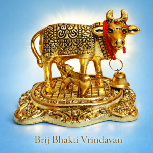 sarva mangal kamdhenu cow & calf idol – golden finish vastu & spiritual decor for home temple, office & gift purpose