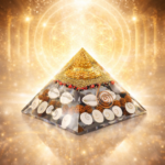 🔺 shree yantra wealth pyramid – orgone energy vastu pyramid with rudraksha, gomti chakra & copper coil