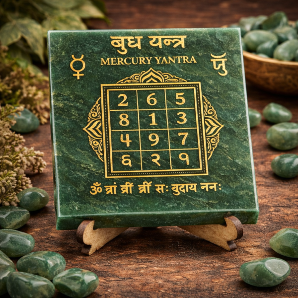 🟢 budh (mercury) yantra – green aventurine vastu plate for intelligence, communication & success
